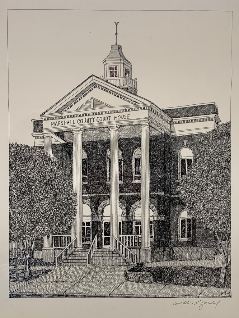 Marshall County WV Courthouse Original Pen & Ink