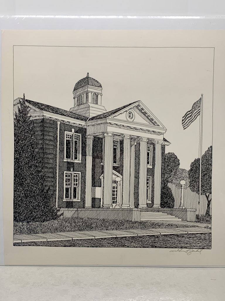 Pendleton County WV Courthouse Original Pen & Ink