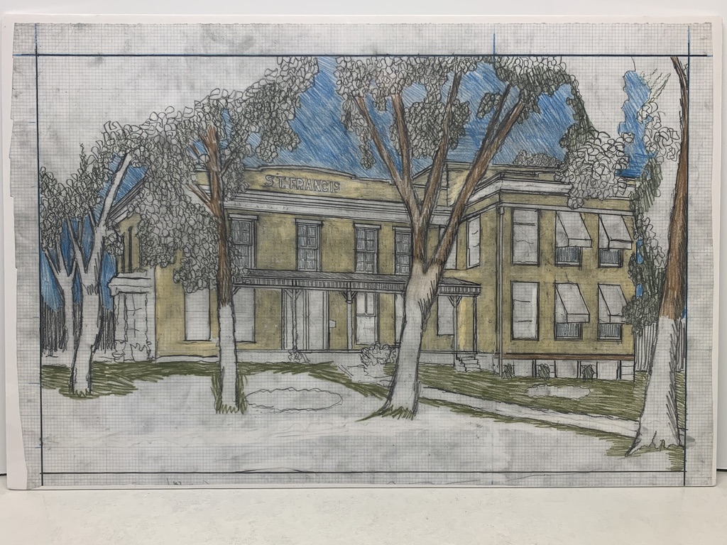 St. Francis Hospital Charleston WV Hand Colored Sketch